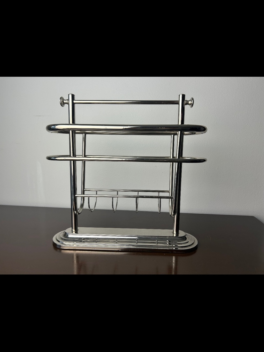 Pottery Barn Bennett Chrome Silver Metal Magazine Rack Holder - Picture 8 of 9